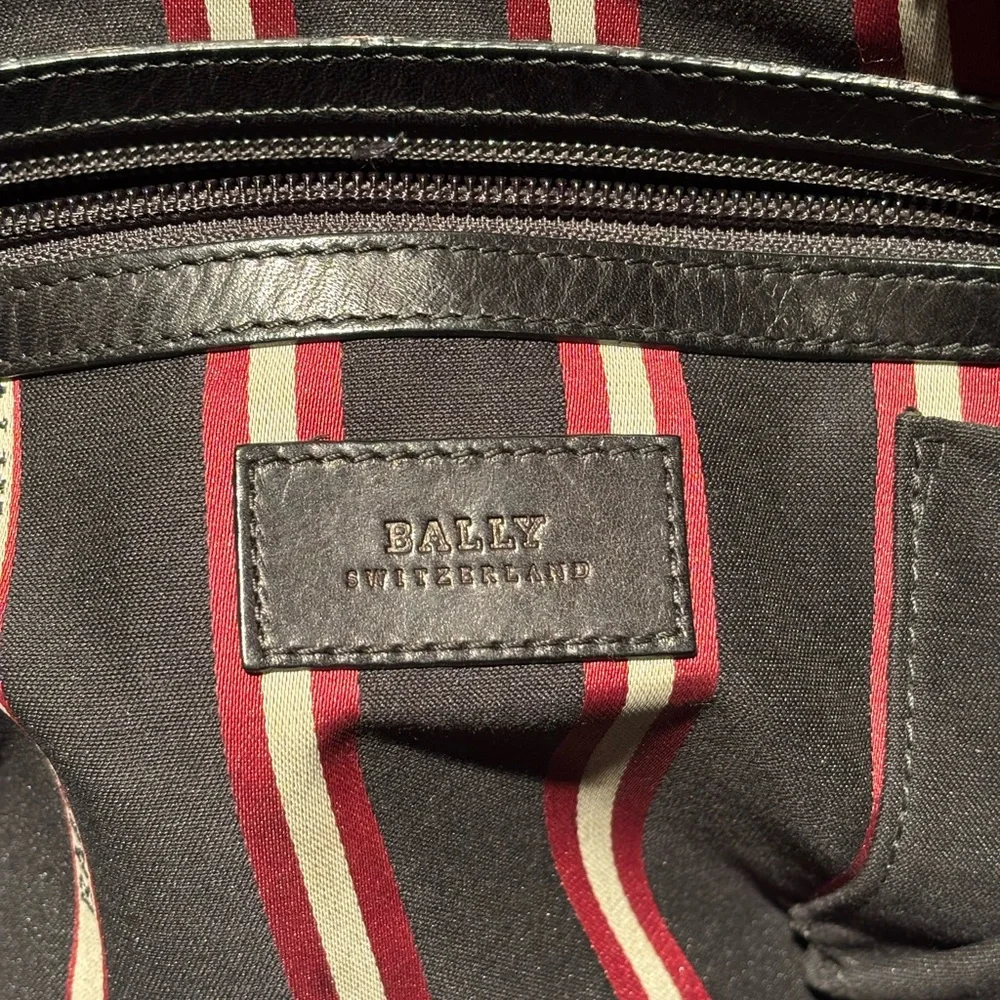 Black Bally Leather Men's Laptop Bag